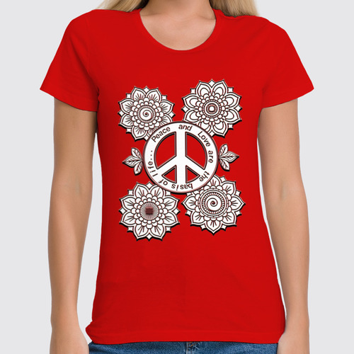 Заказать женскую футболку в Москве. Футболка классическая Peace and Love are the Basis of Life от Achadidi.printio.ru  - готовые дизайны и нанесение принтов.