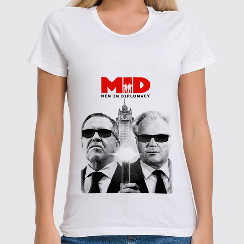 Заказать женскую футболку в Москве. Футболка классическая MID - men in diplomacy от priceless - готовые дизайны и нанесение принтов.