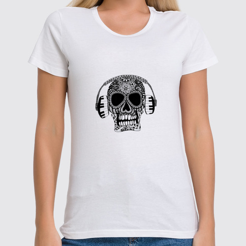 Заказать женскую футболку в Москве. Футболка классическая череп от THE_NISE  - готовые дизайны и нанесение принтов.
