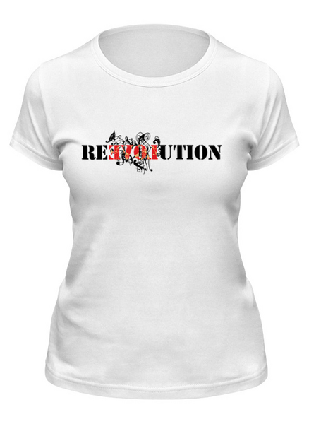 Заказать женскую футболку в Москве. Футболка классическая Re LOVE ution от hobbit-adolf@mail.ru - готовые дизайны и нанесение принтов.