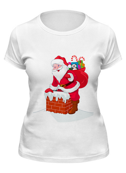 Заказать женскую футболку в Москве. Футболка классическая Дед Мороз с подарками от Виктор Гришин - готовые дизайны и нанесение принтов.
