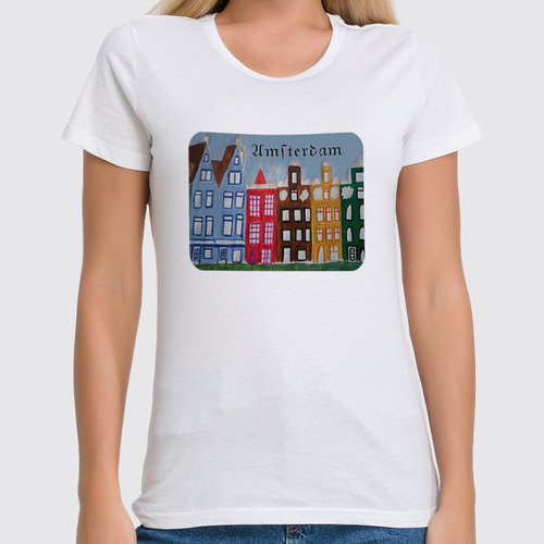 Заказать женскую футболку в Москве. Футболка классическая Амстердам от mrs-snit@yandex.ru - готовые дизайны и нанесение принтов.