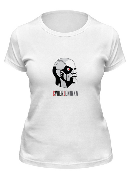 Заказать женскую футболку в Москве. Футболка классическая КиберЛенинка от CyberLeninka - готовые дизайны и нанесение принтов.