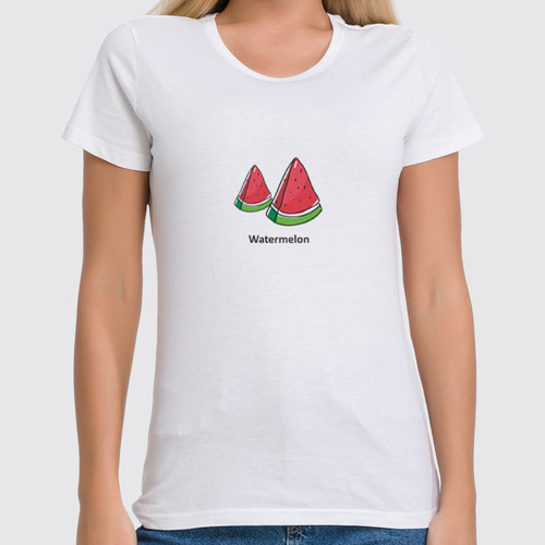 Заказать женскую футболку в Москве. Футболка классическая Watermelon — арбуз от mironcrig@gmail.com - готовые дизайны и нанесение принтов.