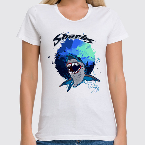 Заказать женскую футболку в Москве. Футболка классическая Sharks от balden - готовые дизайны и нанесение принтов.