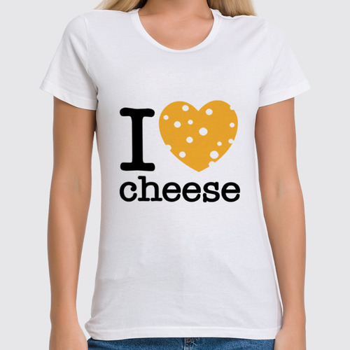 Заказать женскую футболку в Москве. Футболка классическая Я люблю сыр от Amerikanka - готовые дизайны и нанесение принтов.