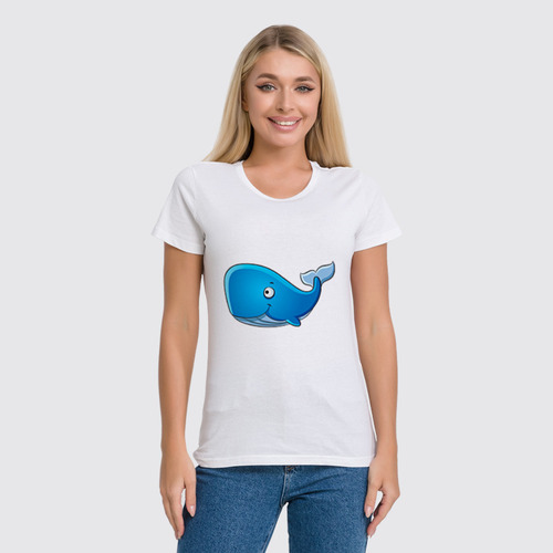 Заказать женскую футболку в Москве. Футболка классическая Голубой морской кит-кашалот от Денис - готовые дизайны и нанесение принтов.