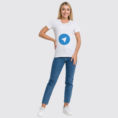 Заказать женскую футболку в Москве. Футболка классическая Логотип Telegram от YellowCloverShop - готовые дизайны и нанесение принтов.