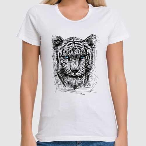 Заказать женскую футболку в Москве. Футболка классическая Белый тигр от ISliM - готовые дизайны и нанесение принтов.