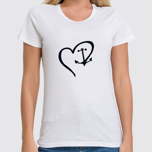 Заказать женскую футболку в Москве. Футболка классическая Сердце и якорь от nadzzeya@gmail.com - готовые дизайны и нанесение принтов.