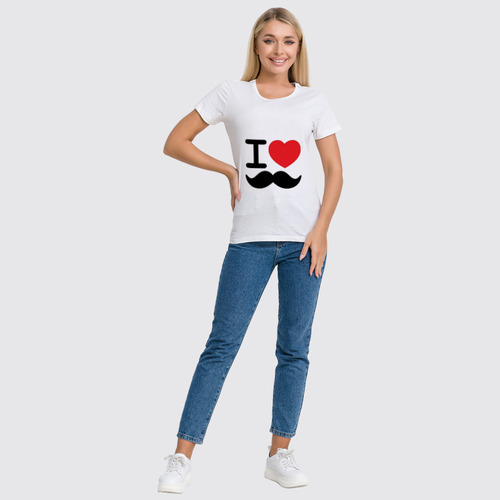 Заказать женскую футболку в Москве. Футболка классическая I love усы от Sergio Happy - готовые дизайны и нанесение принтов.