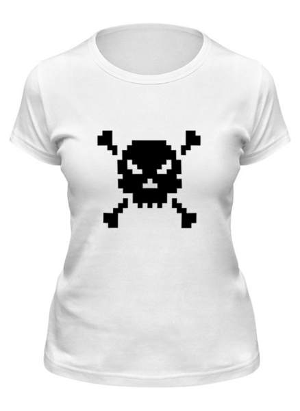 Заказать женскую футболку в Москве. Футболка классическая Pixel Art Skull от artKash - готовые дизайны и нанесение принтов.