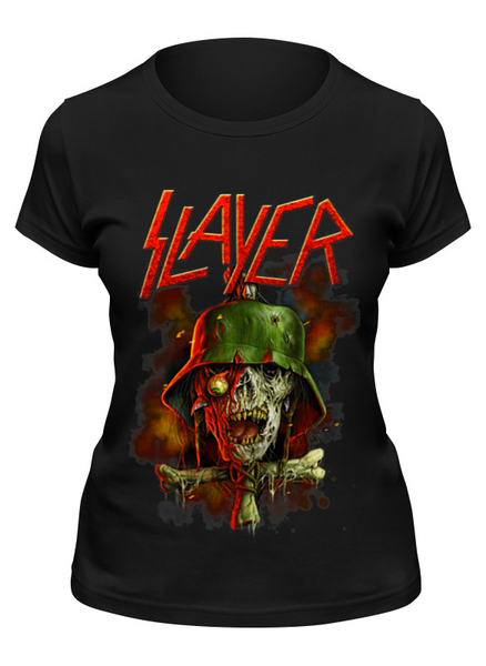 Заказать женскую футболку в Москве. Футболка классическая Slayer Band от Leichenwagen - готовые дизайны и нанесение принтов.