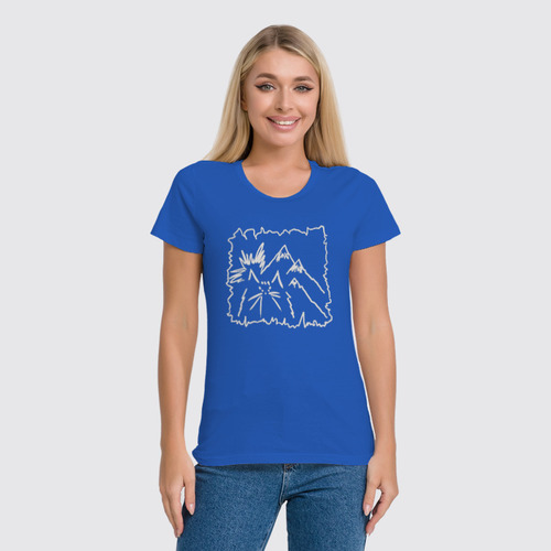 Заказать женскую футболку в Москве. Футболка классическая Cat and Mountains от oneredfoxstore@gmail.com - готовые дизайны и нанесение принтов.