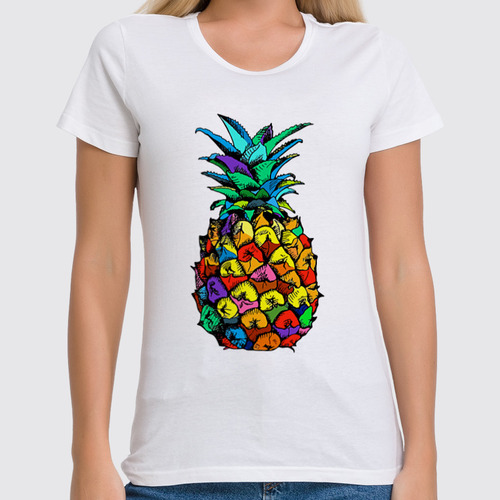 Заказать женскую футболку в Москве. Футболка классическая ANANAS COLOR от balden - готовые дизайны и нанесение принтов.