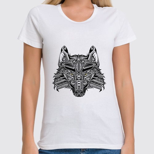 Заказать женскую футболку в Москве. Футболка классическая Волк ( Wolf ) от Zamula - готовые дизайны и нанесение принтов.