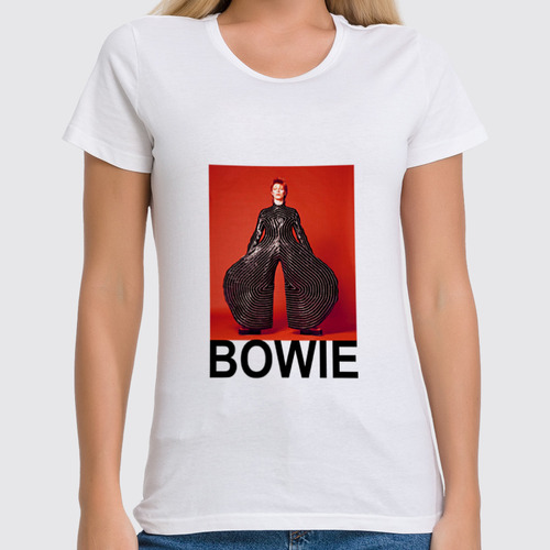 Заказать женскую футболку в Москве. Футболка классическая David Bowie от cherdantcev - готовые дизайны и нанесение принтов.