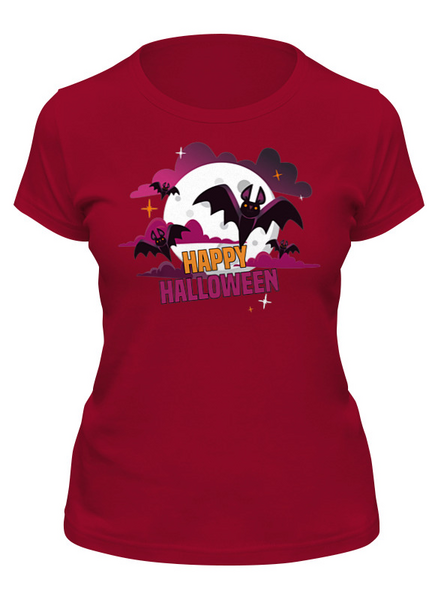 Заказать женскую футболку в Москве. Футболка классическая Happy Halloween от balden - готовые дизайны и нанесение принтов.