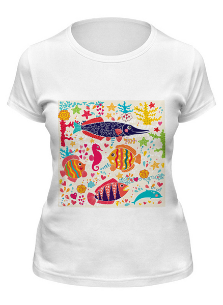 Заказать женскую футболку в Москве. Футболка классическая Обитатели моря 2 от Виктор Гришин - готовые дизайны и нанесение принтов.