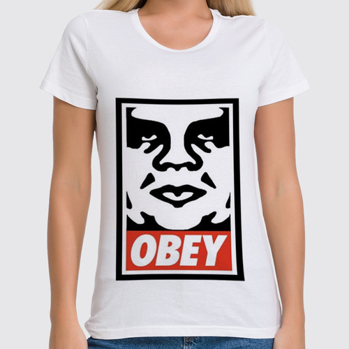 Заказать женскую футболку в Москве. Футболка классическая obey. от ansheg - готовые дизайны и нанесение принтов.