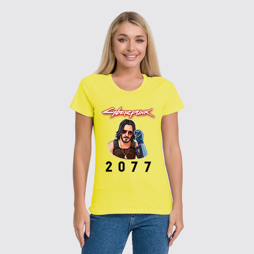 Заказать женскую футболку в Москве. Футболка классическая Cyberpunk 2077 от T-shirt print  - готовые дизайны и нанесение принтов.