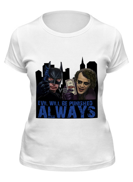 Заказать женскую футболку в Москве. Футболка классическая Путин Batman        от Savara - готовые дизайны и нанесение принтов.