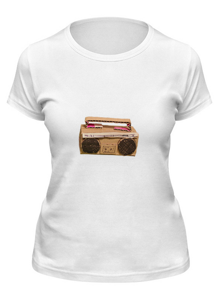 Заказать женскую футболку в Москве. Футболка классическая Кассетный магнитофон от ystava - готовые дизайны и нанесение принтов.
