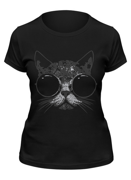Заказать женскую футболку в Москве. Футболка классическая Стильный кот от printik - готовые дизайны и нанесение принтов.