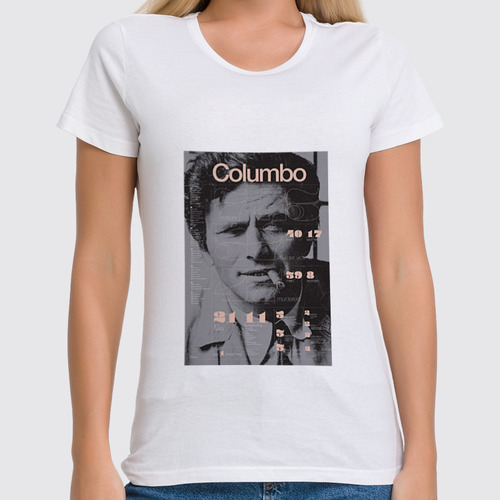 Заказать женскую футболку в Москве. Футболка классическая Columbo от cherdantcev - готовые дизайны и нанесение принтов.