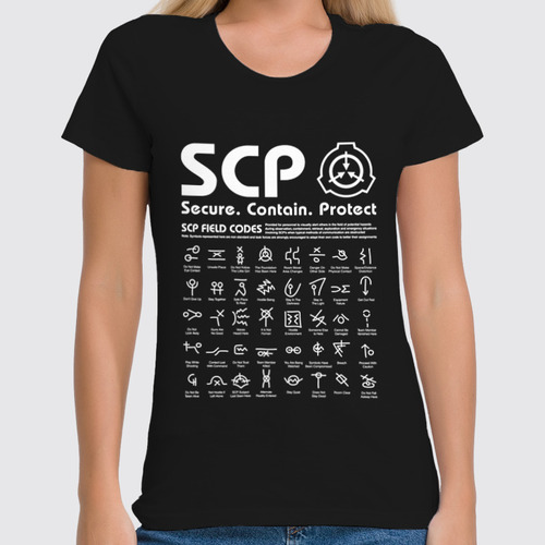 Заказать женскую футболку в Москве. Футболка классическая SCP Foundation от geekbox - готовые дизайны и нанесение принтов.