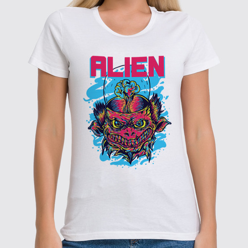 Заказать женскую футболку в Москве. Футболка классическая ❖ ALIEN ❖ от balden - готовые дизайны и нанесение принтов.