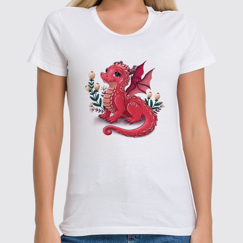 Заказать женскую футболку в Москве. Футболка классическая Красный дракон от tigerda  - готовые дизайны и нанесение принтов.