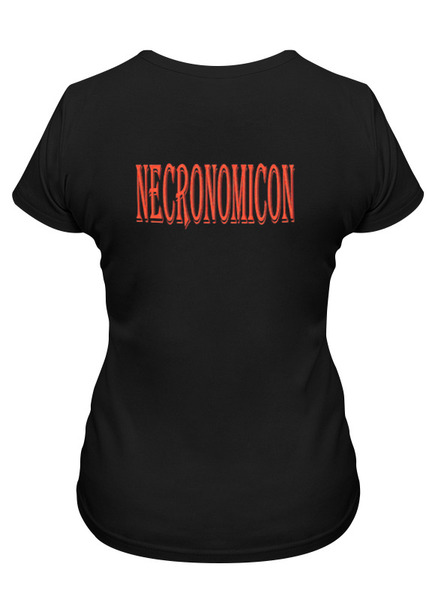 Заказать женскую футболку в Москве. Футболка классическая Necronomicon от Leichenwagen - готовые дизайны и нанесение принтов.