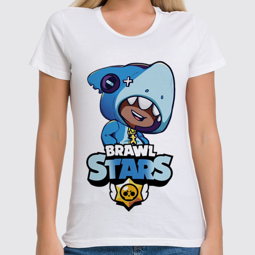 Заказать женскую футболку в Москве. Футболка классическая Brawl Stars Leon Shark от weeert - готовые дизайны и нанесение принтов.