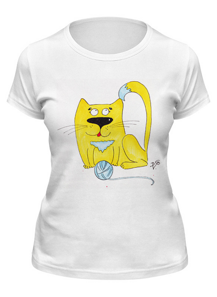 Заказать женскую футболку в Москве. Футболка классическая Солнечный кот от galkagalka - готовые дизайны и нанесение принтов.