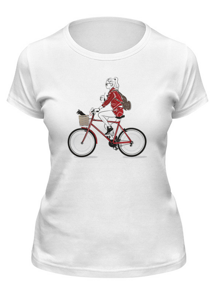 Заказать женскую футболку в Москве. Футболка классическая Велосипедистка от T-shirt print  - готовые дизайны и нанесение принтов.