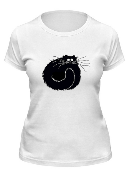 Заказать женскую футболку в Москве. Футболка классическая Чёрный котяра от kuka-nina - готовые дизайны и нанесение принтов.