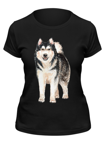 Заказать женскую футболку в Москве. Футболка классическая Dog Alaskan Malamute от T-shirt print  - готовые дизайны и нанесение принтов.