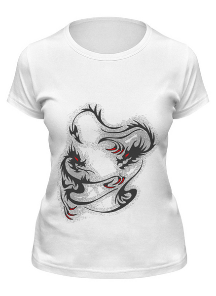 Заказать женскую футболку в Москве. Футболка классическая Два дракона от valezar - готовые дизайны и нанесение принтов.