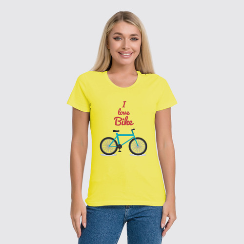 Заказать женскую футболку в Москве. Футболка классическая I Love Bike от balden - готовые дизайны и нанесение принтов.