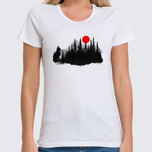 Заказать женскую футболку в Москве. Футболка классическая Forest Fox от oneredfoxstore@gmail.com - готовые дизайны и нанесение принтов.