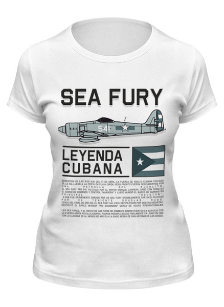 Заказать женскую футболку в Москве. Футболка классическая Sea Fury от Рустам Юсупов - готовые дизайны и нанесение принтов.