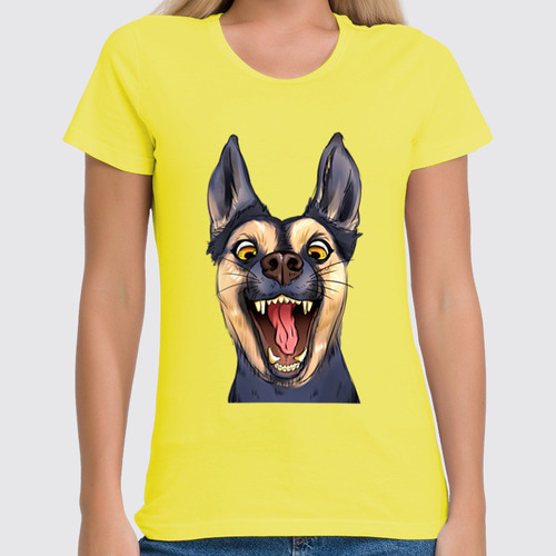 Заказать женскую футболку в Москве. Футболка классическая Собака от Print design  - готовые дизайны и нанесение принтов.