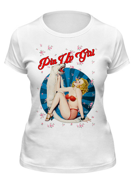 Заказать женскую футболку в Москве. Футболка классическая Pin Up Girl от OEX design - готовые дизайны и нанесение принтов.