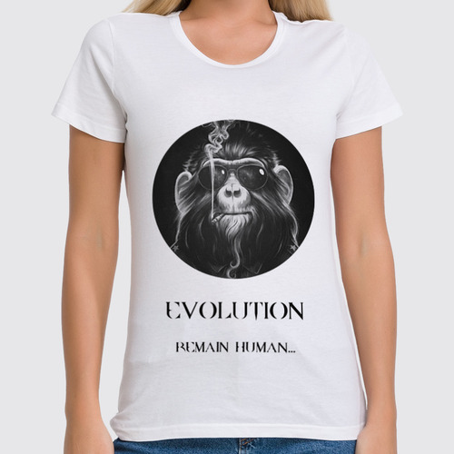 Заказать женскую футболку в Москве. Футболка классическая evolution (1) от Тимофей Половной - готовые дизайны и нанесение принтов.