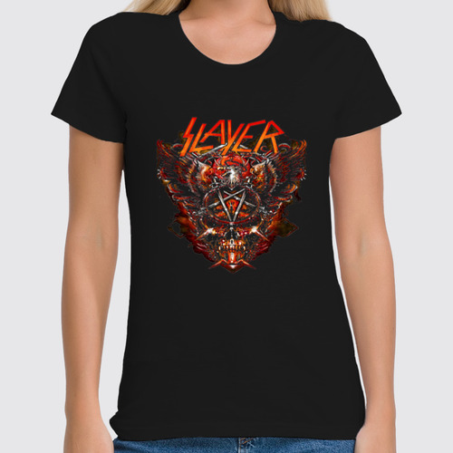 Заказать женскую футболку в Москве. Футболка классическая Slayer от Серега Шнайдер - готовые дизайны и нанесение принтов.