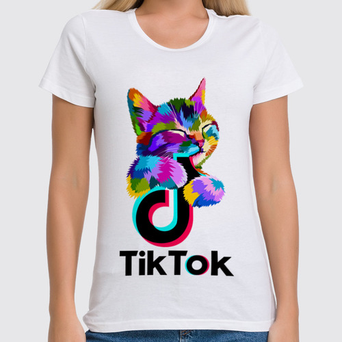 Заказать женскую футболку в Москве. Футболка классическая TIK TOK (Tik Tok video) от vista12761@rambler.ru - готовые дизайны и нанесение принтов.