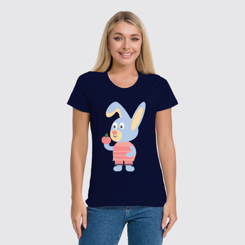 Заказать женскую футболку в Москве. Футболка классическая Кролик с яблоком от skynatural - готовые дизайны и нанесение принтов.