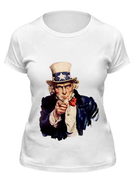 Заказать женскую футболку в Москве. Футболка классическая Uncle Sam от karbafoss - готовые дизайны и нанесение принтов.