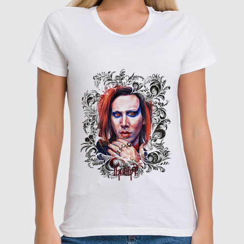 Заказать женскую футболку в Москве. Футболка классическая Marilyn Manson от Инна Вольвак - готовые дизайны и нанесение принтов.